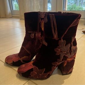 Floral Velvet Ankle Boots